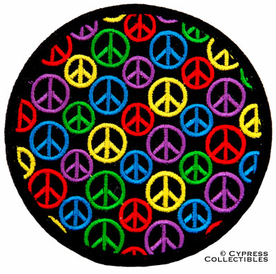 Iron Biker Patches on Groovy Peace Sign Iron On Patch Anti War Protest Symbol   Ebay