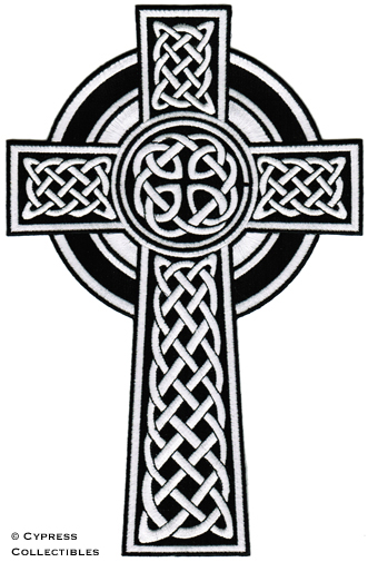 LARGE CELTIC CROSS iron-on PATCH embroidered IRISH CHRISTIAN RELIGIOUS ...
